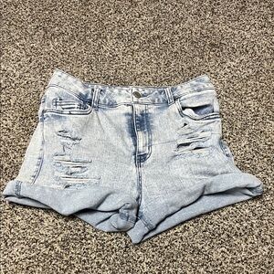 Miami Light Blue Distressed Jean Shorts
